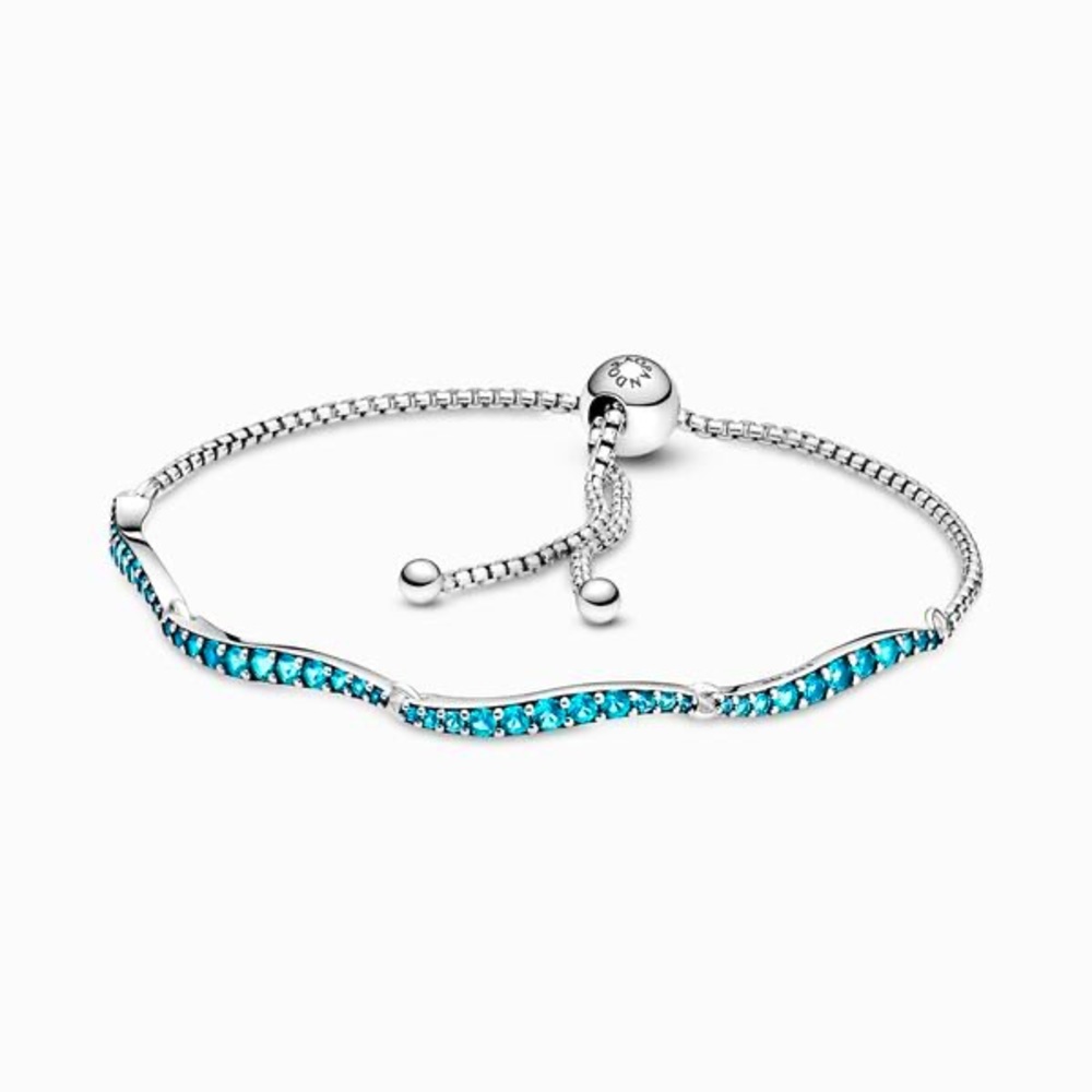 Retired Pandora Blue Wavy Slider Bracelet